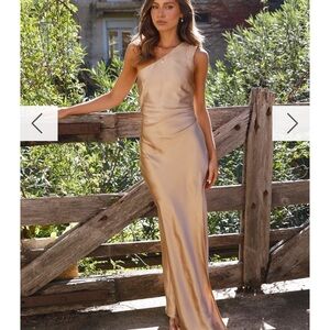 Satin One-Shoulder Evening Dress